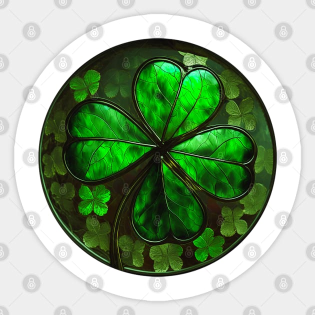 Stained Glass Four Leaf Clover Sticker by Journey2JoyCreations